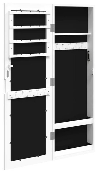Zidni ormarić za nakit s ogledalom bijeli 30 x 8 5 x 90 cm - Bijela 1 Bijela