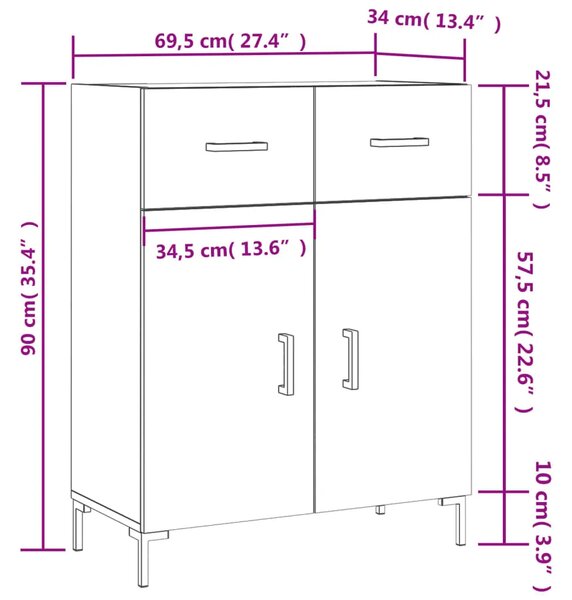 Komoda sjajna bijela 69 5x34x90 cm od konstruiranog drva - Visoko sjajno bijela 1 Visoko sjajno bijela