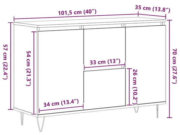 Komoda bijela 101 5x35x70 cm od konstruiranog drva - Bijela 1 Bijela
