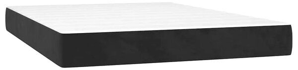 Krevet box spring s madracem LED crni 140x190 cm baršun - Crna 140 x 190 cm gumbi Crna