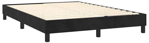 Krevet box spring s madracem LED crni 140x190 cm baršun - Crna 140 x 190 cm gumbi Crna