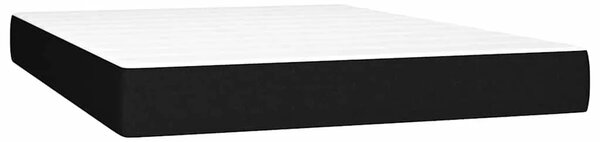 Krevet box spring s madracem LED crni 140x190 cm od tkanine - Crna 140 x 190 cm Blok s kvadratima Crna