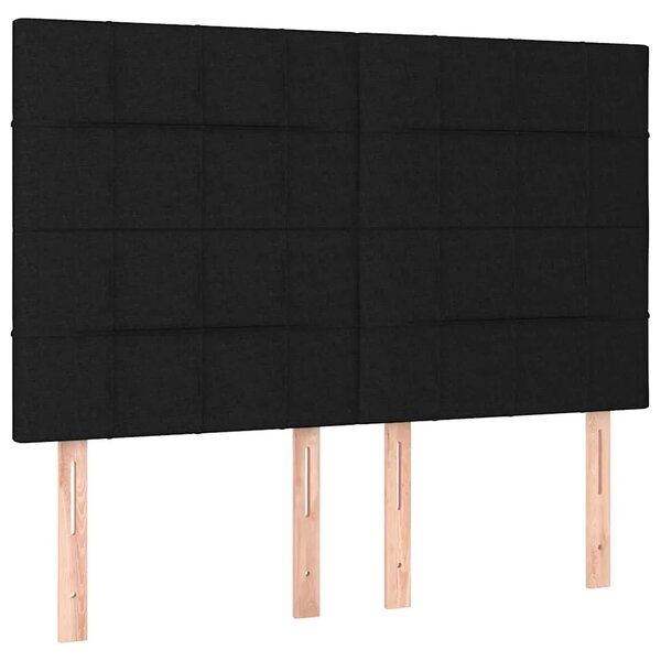 Krevet box spring s madracem LED crni 140x190 cm od tkanine - Crna 140 x 190 cm Blok s kvadratima Crna