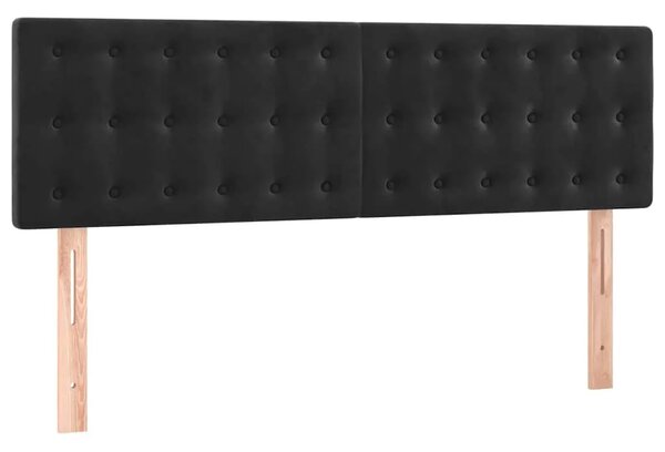 Krevet box spring s madracem LED crni 140x190 cm baršun - Crna 140 x 190 cm gumbi Crna