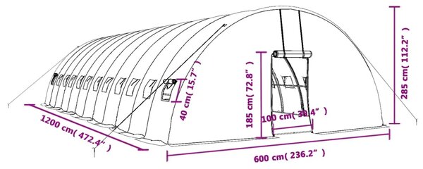 Plastenik s čeličnim okvirom zeleni 72 m² 12 x 6 x 2 85 m - Zelena 12 x 6 x 2.85 m 1 Zelena