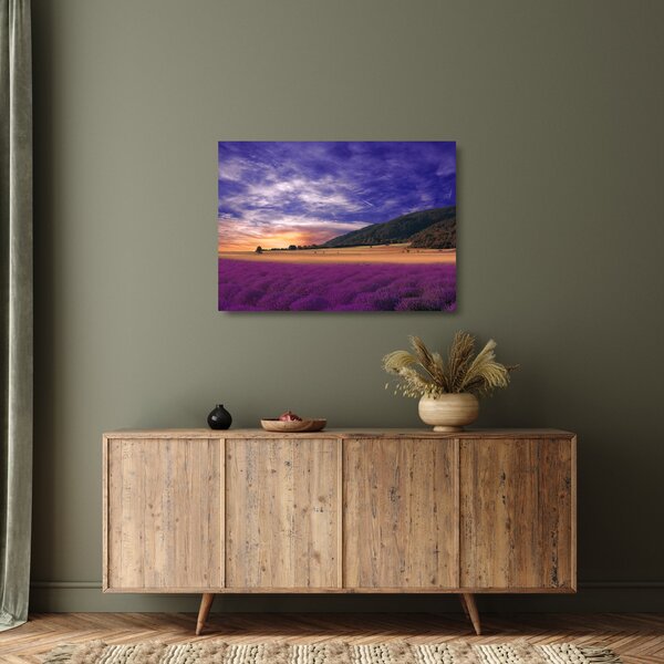 Staklena slika livade sa lavandom (70x50 cm)