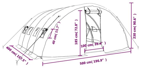 Staklenik s čeličnim okvirom zeleni 20 m² 5 x 4 x 2 3 m - Zelena 5 x 4 x 2.3 m 1 Zelena