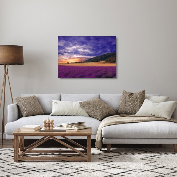Staklena slika livade sa lavandom (70x50 cm)
