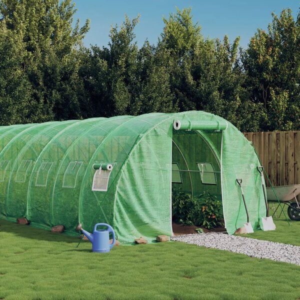Staklenik s čeličnim okvirom zeleni 24 m² 8 x 3 x 2 m - Zelena 8 x 3 x 2 m 1 Zelena