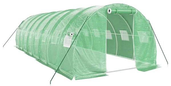 Staklenik s čeličnim okvirom zeleni 24 m² 8 x 3 x 2 m - Zelena 8 x 3 x 2 m 1 Zelena