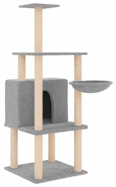 Penjalica za mačke - Kuća za mačke - Grebalica sa stupovima za grebanje svjetlosiva 132 cm - Svjetlosiva Svjetlosiva