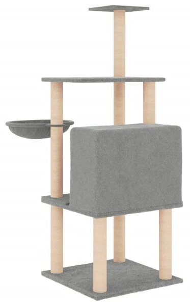 Penjalica za mačke - Kuća za mačke - Grebalica sa stupovima za grebanje svjetlosiva 132 cm - Svjetlosiva Svjetlosiva