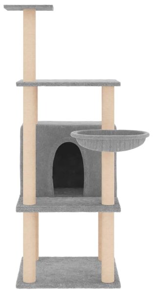 Penjalica za mačke - Kuća za mačke - Grebalica sa stupovima za grebanje svjetlosiva 132 cm - Svjetlosiva Svjetlosiva
