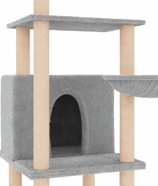 Penjalica za mačke - Kuća za mačke - Grebalica sa stupovima za grebanje svjetlosiva 132 cm - Svjetlosiva Svjetlosiva