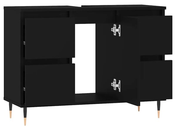 Kupaonski ormarić crni 80 x 33 x 60 cm od konstruiranog drva - Crna 1 1 1
