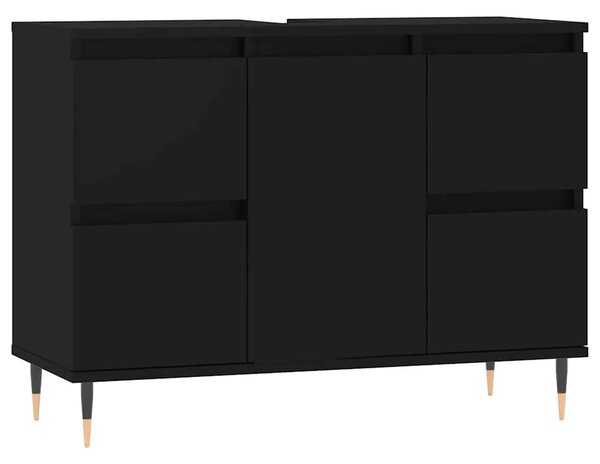 Kupaonski ormarić crni 80 x 33 x 60 cm od konstruiranog drva - Crna 1 1 1