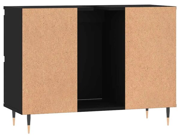 Kupaonski ormarić crni 80 x 33 x 60 cm od konstruiranog drva - Crna 1 1 1