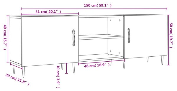 TV ormarić boja hrasta sonome 150x30x50 cm konstruirano drvo - Sivi hrast sonoma 1 Sivi hrast sonoma
