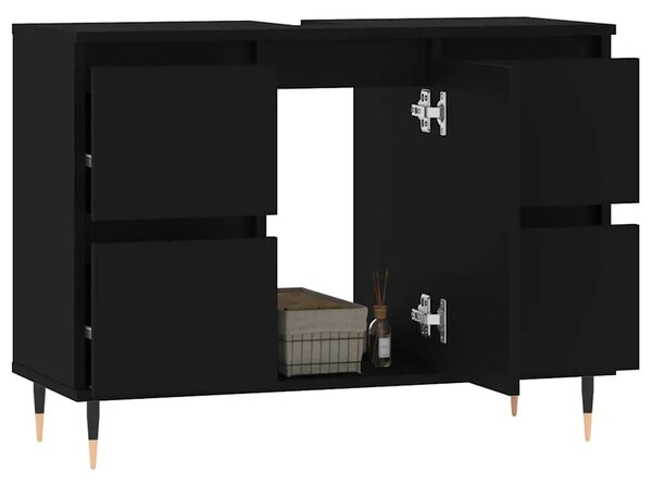 Kupaonski ormarić crni 80 x 33 x 60 cm od konstruiranog drva - Crna 1 1 1