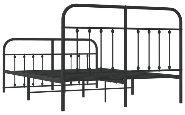 Metalni okvir kreveta uzglavlje i podnožje crni 140x200 cm - Crna 140 x 200 cm s uzglavljem i podnožjem Crna