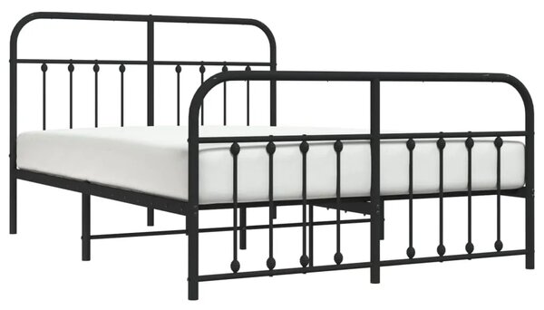 Metalni okvir kreveta uzglavlje i podnožje crni 140x200 cm - Crna 140 x 200 cm s uzglavljem i podnožjem Crna