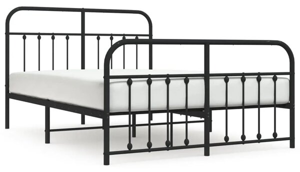 Metalni okvir kreveta uzglavlje i podnožje crni 140x200 cm - Crna 140 x 200 cm s uzglavljem i podnožjem Crna