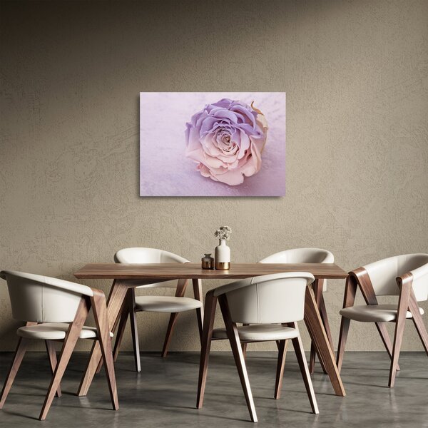 Staklena slika detalja cvijeta ruže (70x50 cm)