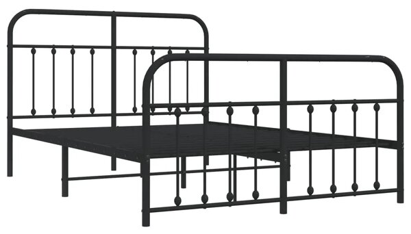 Metalni okvir kreveta uzglavlje i podnožje crni 140x200 cm - Crna 140 x 200 cm s uzglavljem i podnožjem Crna