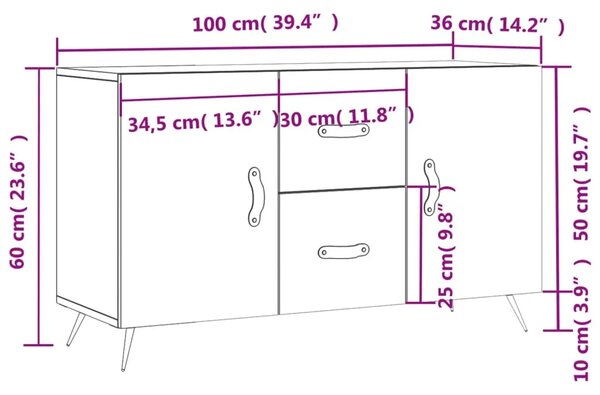 Komoda bijela 100x36x60 cm od konstruiranog drva - Bijela 1 Bijela