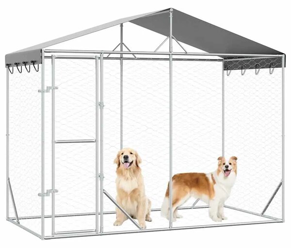 Vanjski kavez za pse s krovom srebrni 3 x 1 5 x 2 5 m čelični - 3 x 1.5 x 2.5 m 1 3 x 1.5 x 2.5 m