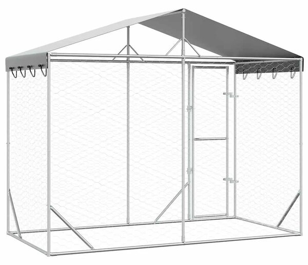 Vanjski kavez za pse s krovom srebrni 3 x 1 5 x 2 5 m čelični - 3 x 1.5 x 2.5 m 1 3 x 1.5 x 2.5 m