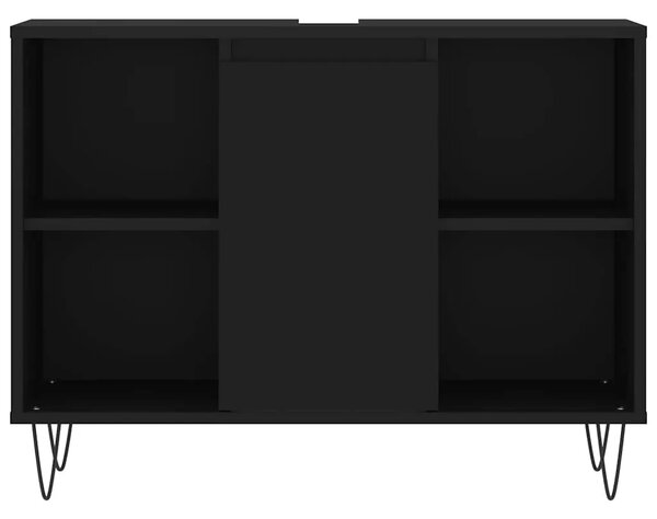 Kupaonski ormarić crni 80 x 33 x 60 cm od konstruiranog drva - Crna 1 1 Crna