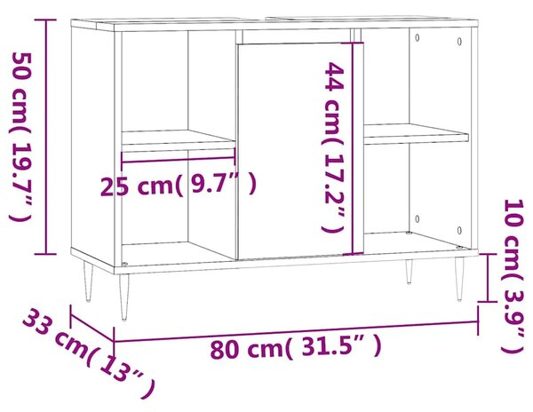 Kupaonski ormarić crni 80 x 33 x 60 cm od konstruiranog drva - Crna 1 1 Crna