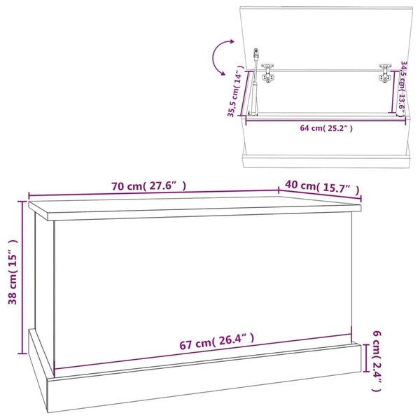 Kutija za pohranu bijela 70x40x38 cm inženjerski drvo - Bijela 70 x 40 x 38 cm 1 Bijela