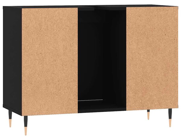 Kupaonski ormarić crni 80 x 33 x 60 cm od konstruiranog drva - Crna 1 1 Crna