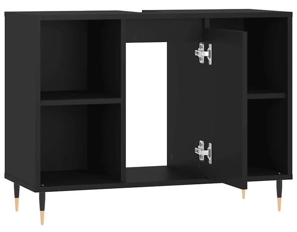 Kupaonski ormarić crni 80 x 33 x 60 cm od konstruiranog drva - Crna 1 1 Crna