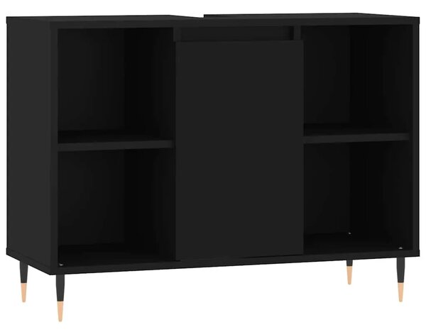 Kupaonski ormarić crni 80 x 33 x 60 cm od konstruiranog drva - Crna 1 1 Crna