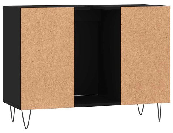 Kupaonski ormarić crni 80 x 33 x 60 cm od konstruiranog drva - Crna 1 1 Crna
