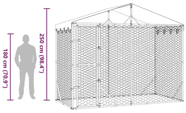 Vanjski kavez za pse s krovom srebrni 3 x 1 5 x 2 5 m čelični - 3 x 1.5 x 2.5 m 1 3 x 1.5 x 2.5 m