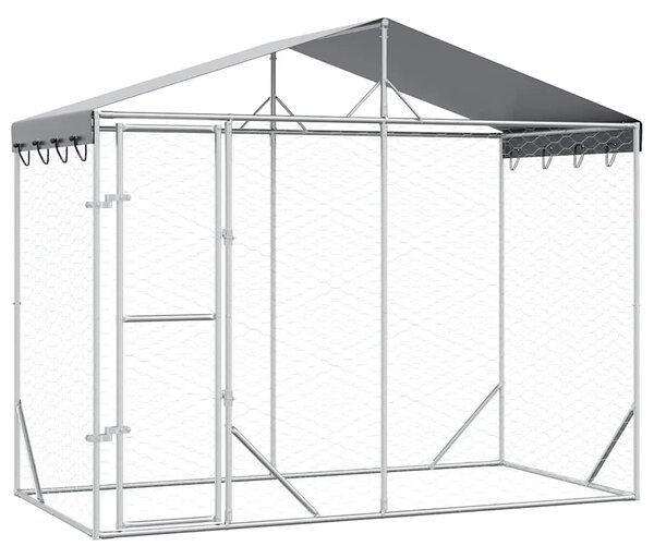 Vanjski kavez za pse s krovom srebrni 3 x 1 5 x 2 5 m čelični - 3 x 1.5 x 2.5 m 1 3 x 1.5 x 2.5 m