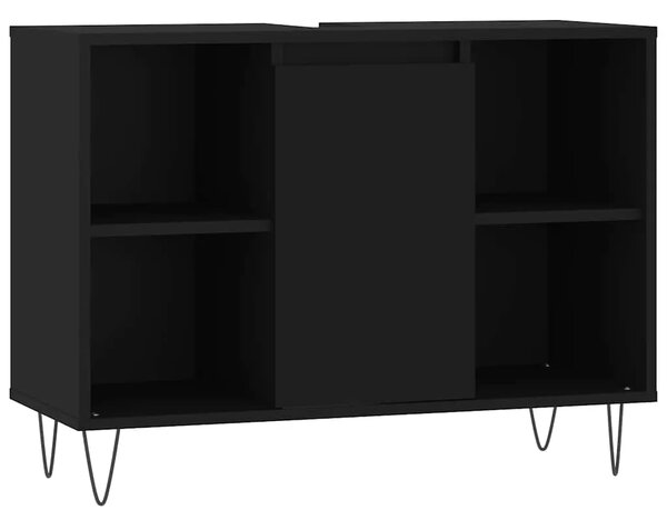 Kupaonski ormarić crni 80 x 33 x 60 cm od konstruiranog drva - Crna 1 1 Crna