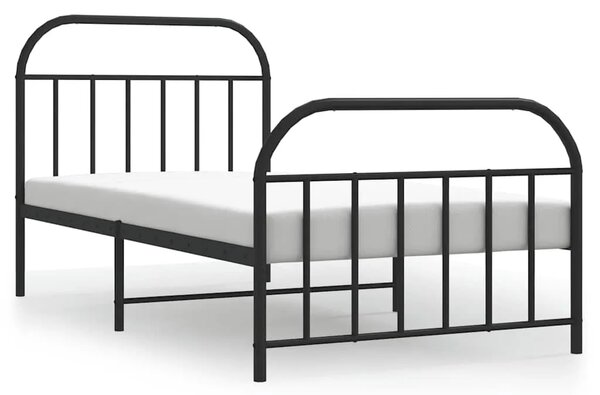 Metalni okvir kreveta uzglavlje i podnožje crni 100x200 cm - Crna 100 x 200 cm s uzglavljem i podnožjem Crna