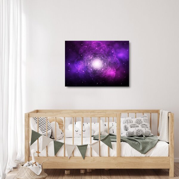 Staklena slika ljubičaste apstrakcije (70x50 cm)