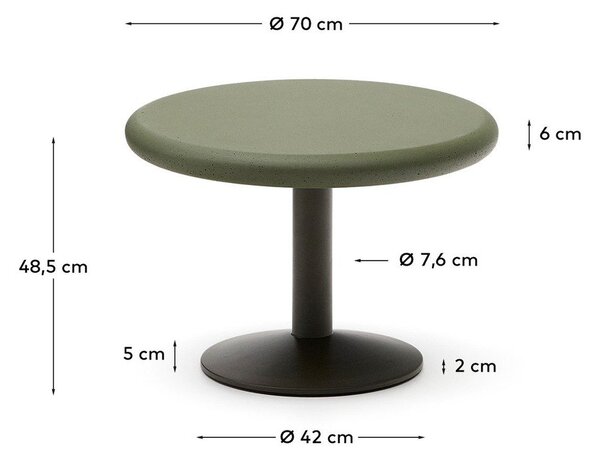 Okrugao vrtni stolić za kavu s betonskom pločom stola ø 70 cm Esilda – Kave Home