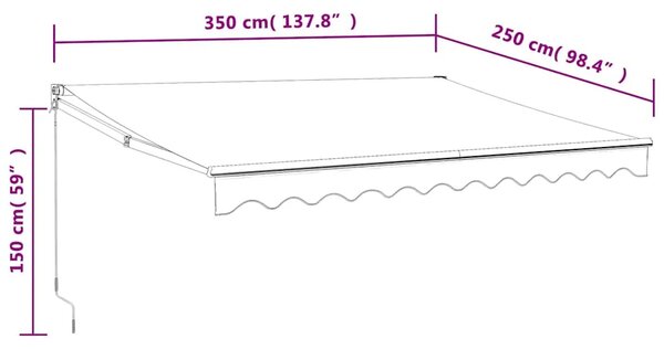 Automatska tenda na uvlačenje plavo-bijela 3 5 x 2 5 m - Plava i bijela 3.5 x 2.5 m 1 s bijelim okvirom