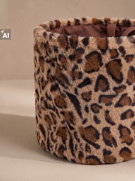 Sinsay - Plišana košara za pohranu s ručkama s leopard uzorkom