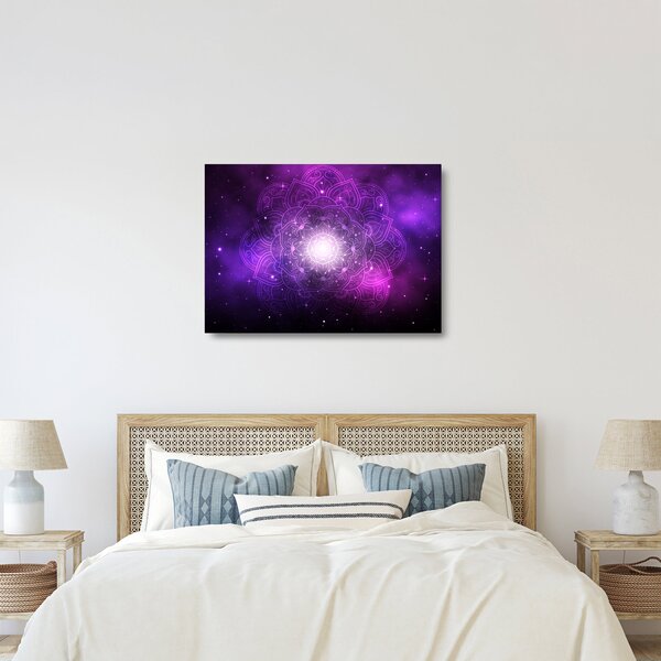 Staklena slika ljubičaste apstrakcije (70x50 cm)