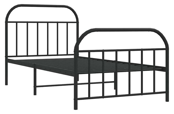 Metalni okvir kreveta uzglavlje i podnožje crni 100x200 cm - Crna 100 x 200 cm s uzglavljem i podnožjem Crna
