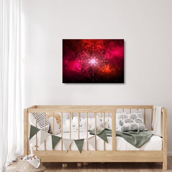Staklena slika crvene apstrakcije (70x50 cm)
