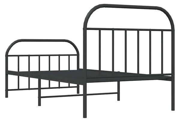 Metalni okvir kreveta uzglavlje i podnožje crni 100x200 cm - Crna 100 x 200 cm s uzglavljem i podnožjem Crna